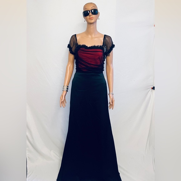 Boston Proper Sheer Black & Red Top L - Picture 8 of 10